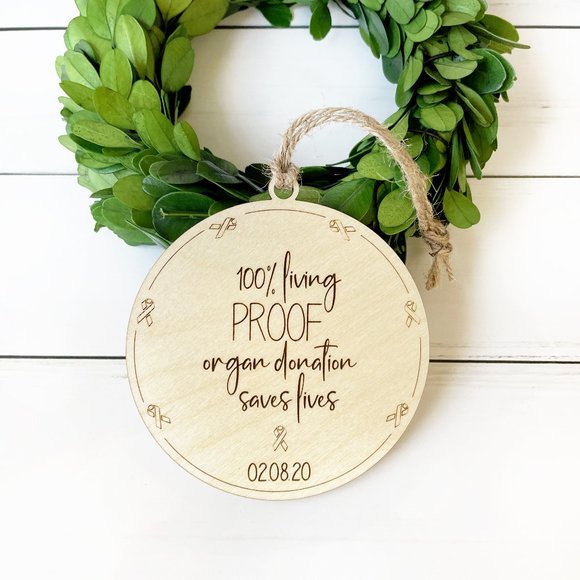 Heart transplant custom engraved ornament, engraved wood keepsake ornament - Picture 1 of 3